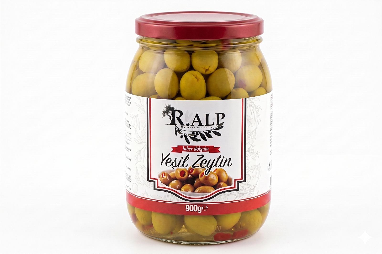 Biber Dolgulu Yeşil Zeytin 900 Gr
